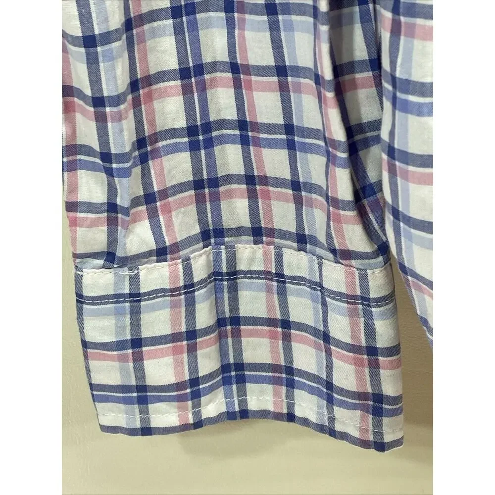 Ralph Lauren Polo Blue Pink Plaid Long Sleeve Button Up Shirt Boys Size 18-20 XL
